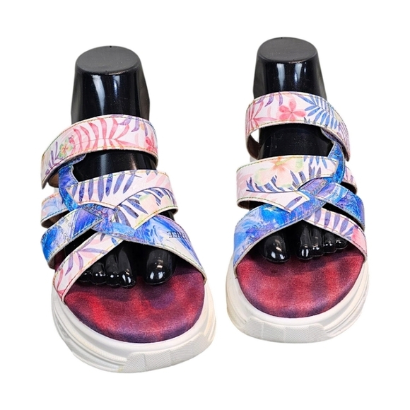 L'Artiste Spring Steps Figurette Floral Slip On Sandals Sz 39 Tropical Summer - Picture 9 of 13